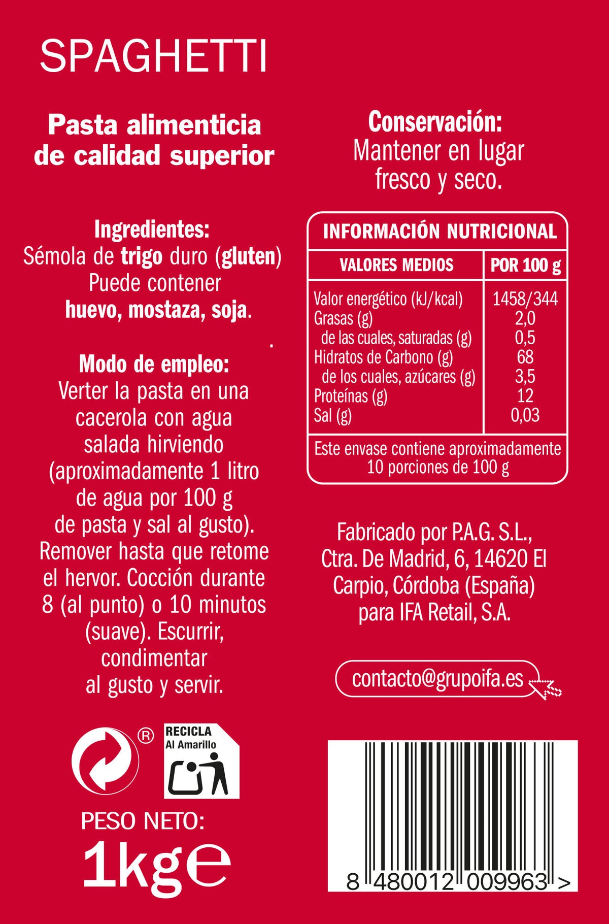 Spaguettis  Ifa eliges 1kg