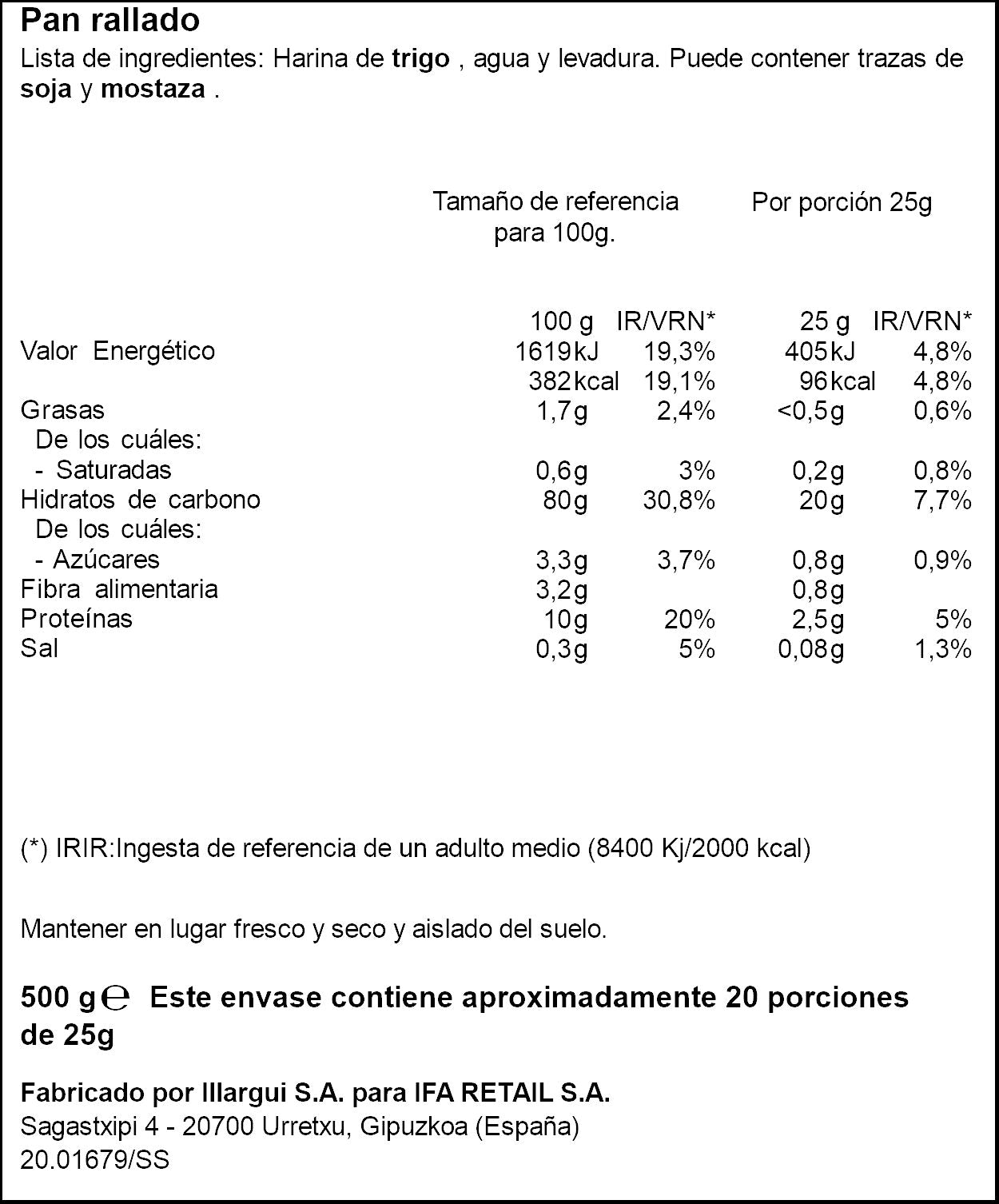 Pan rallado normal Ifa eliges 500g
