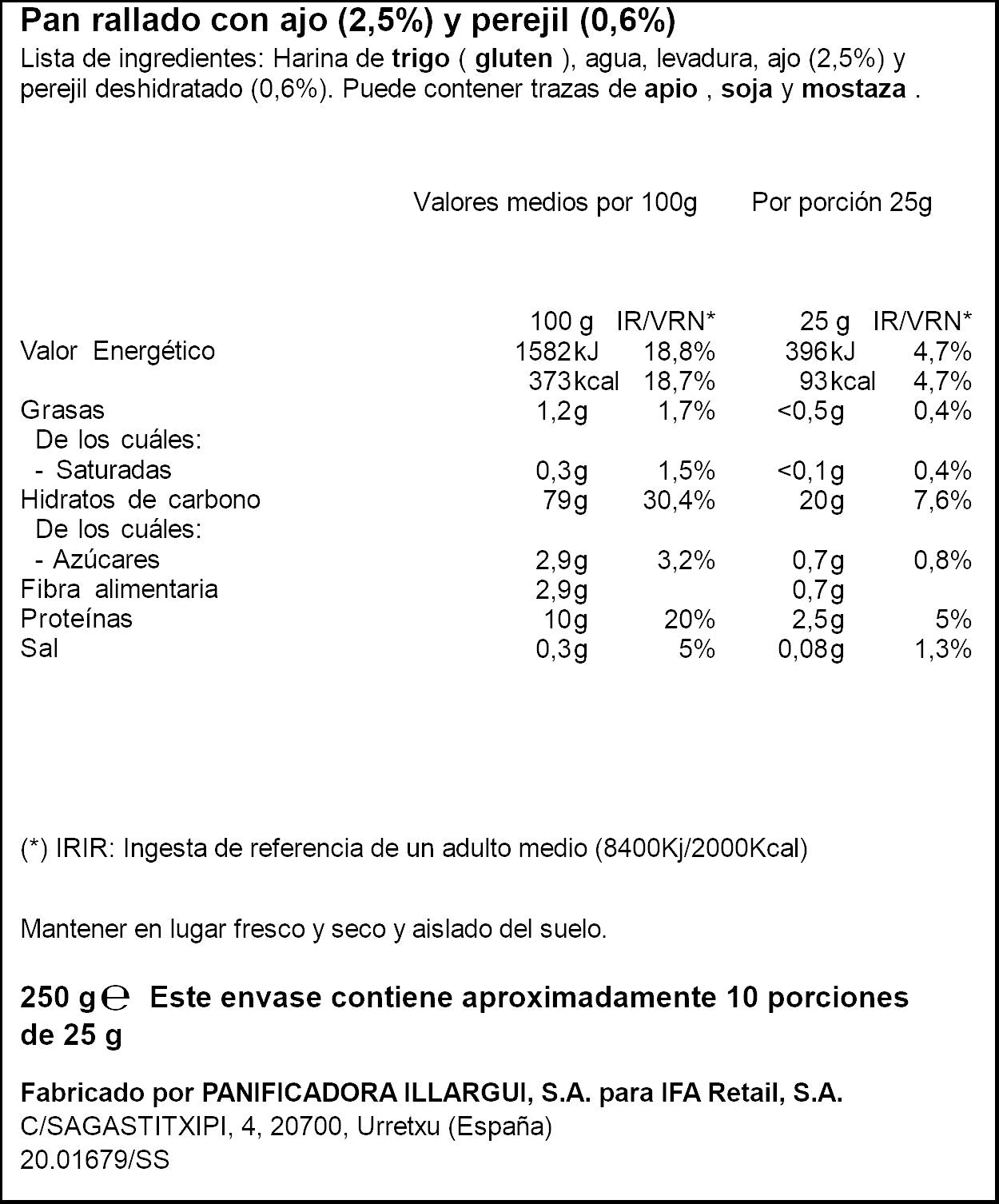 Pan rallado ajo/perejil Ifa eliges 250g