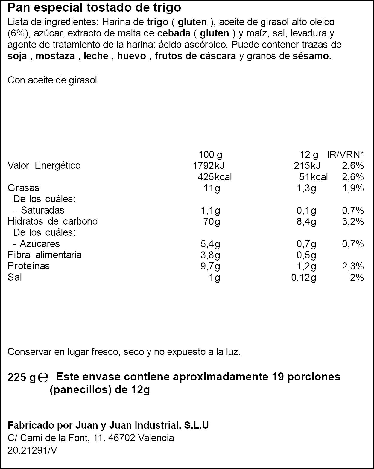 Panecillo tostado tradicional Ifa eliges 20r 225g