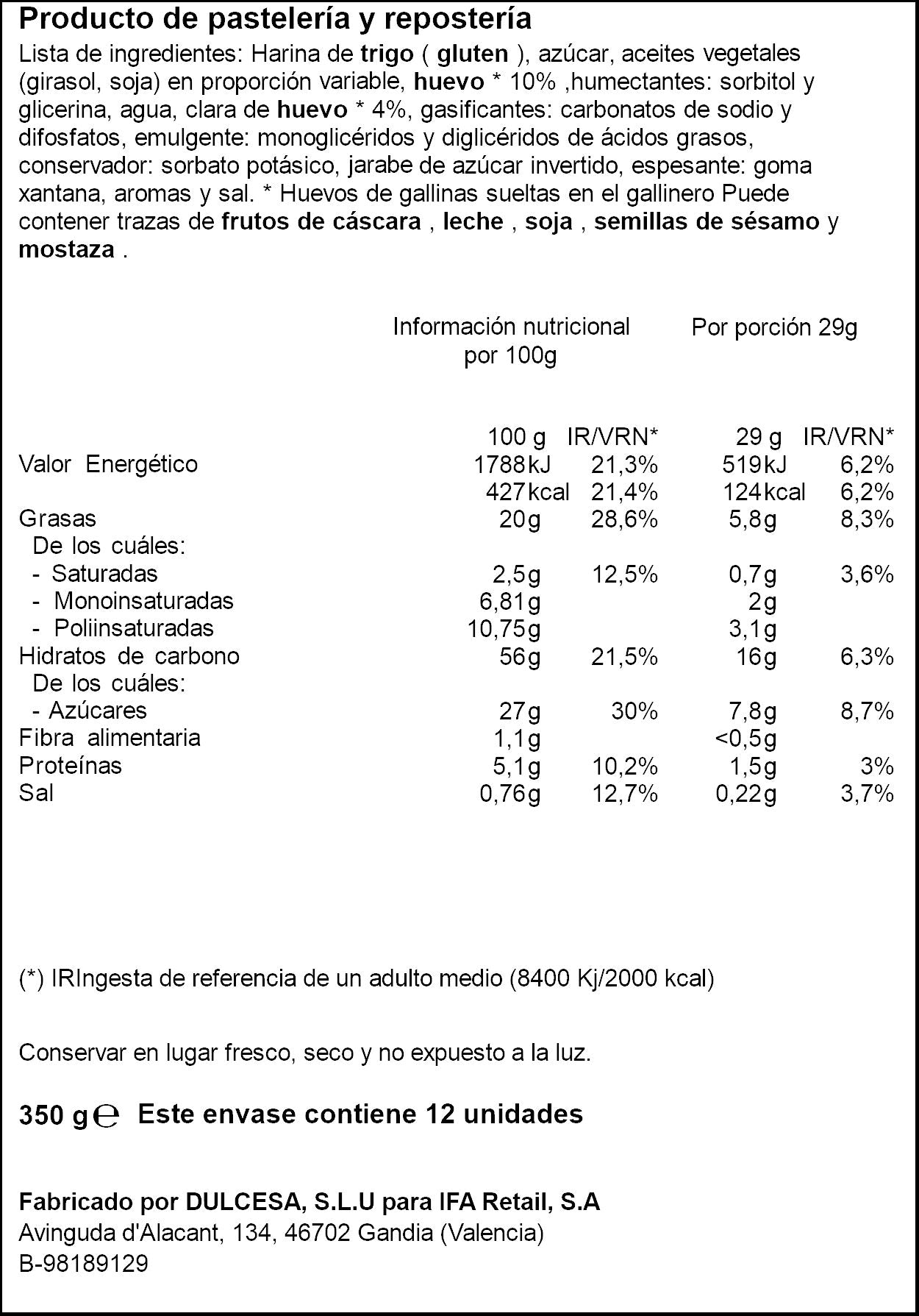 Magdalena valenciana  Ifa eliges 350g