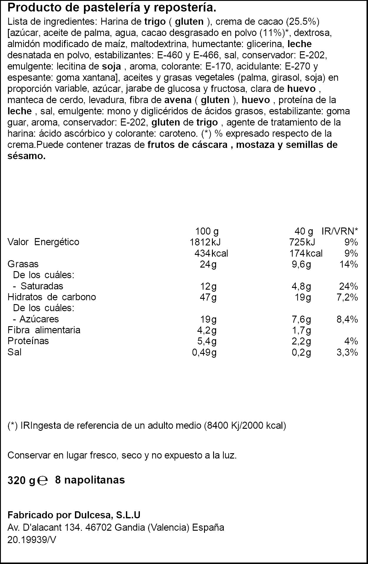 Napolitana chocolate Ifa eliges p8 320g