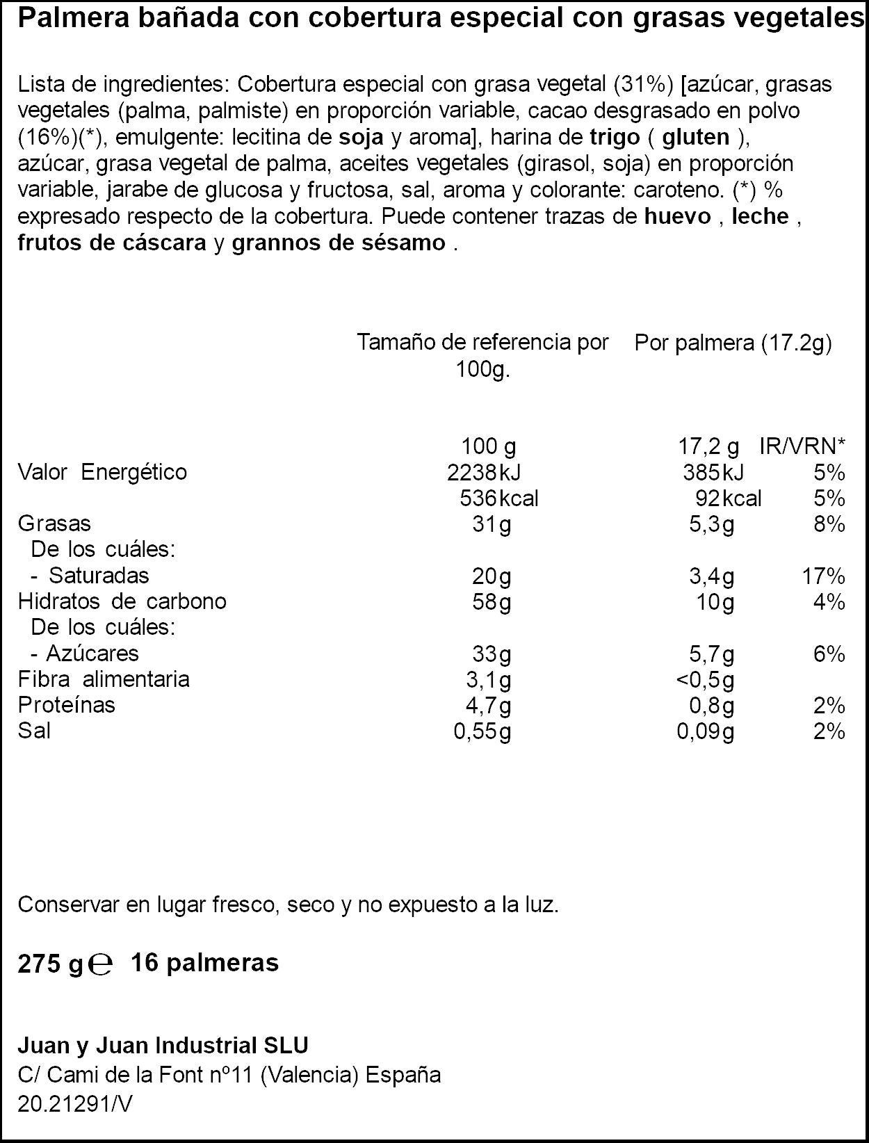 Palmerita chocolate Ifa eliges 275g