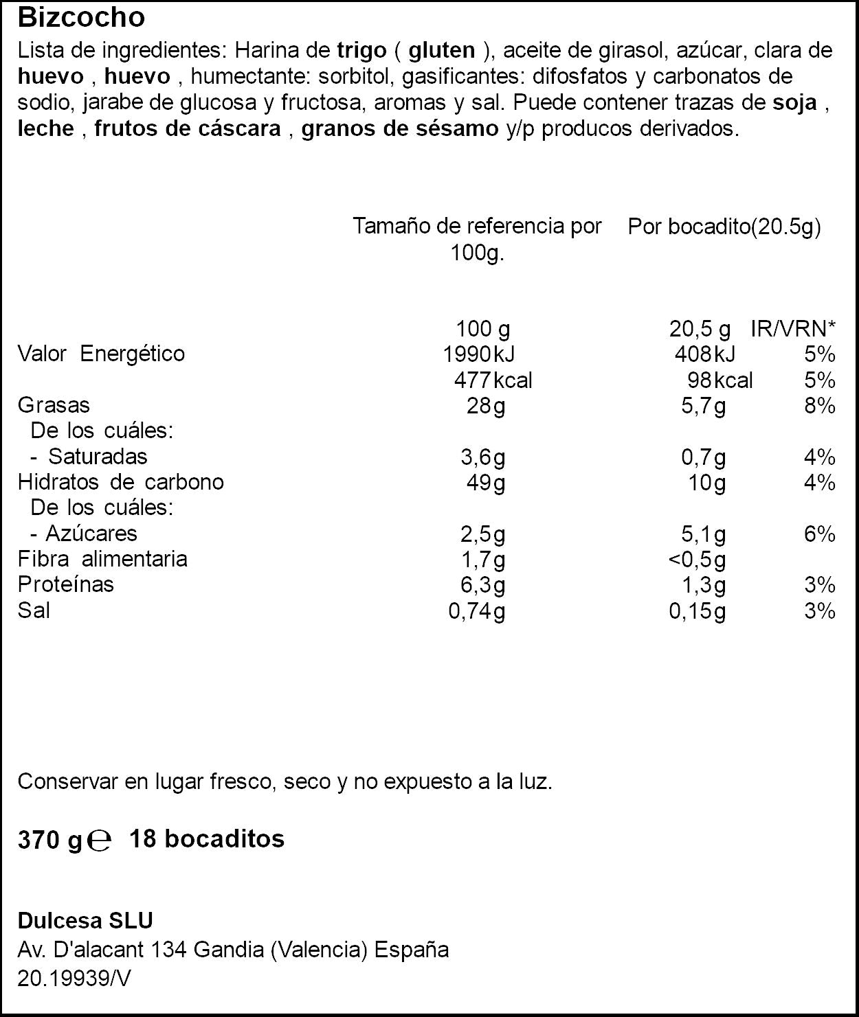 Bizcochito individual Ifa eliges p18 370g