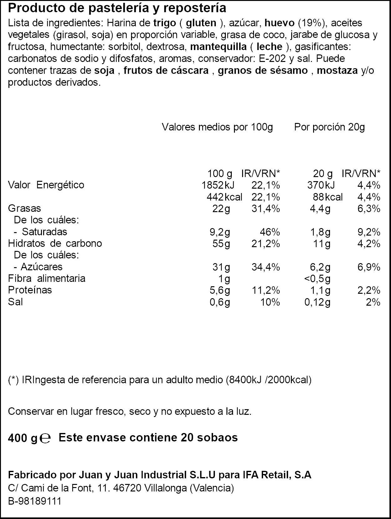 Sobao  Ifa eliges p20 400g