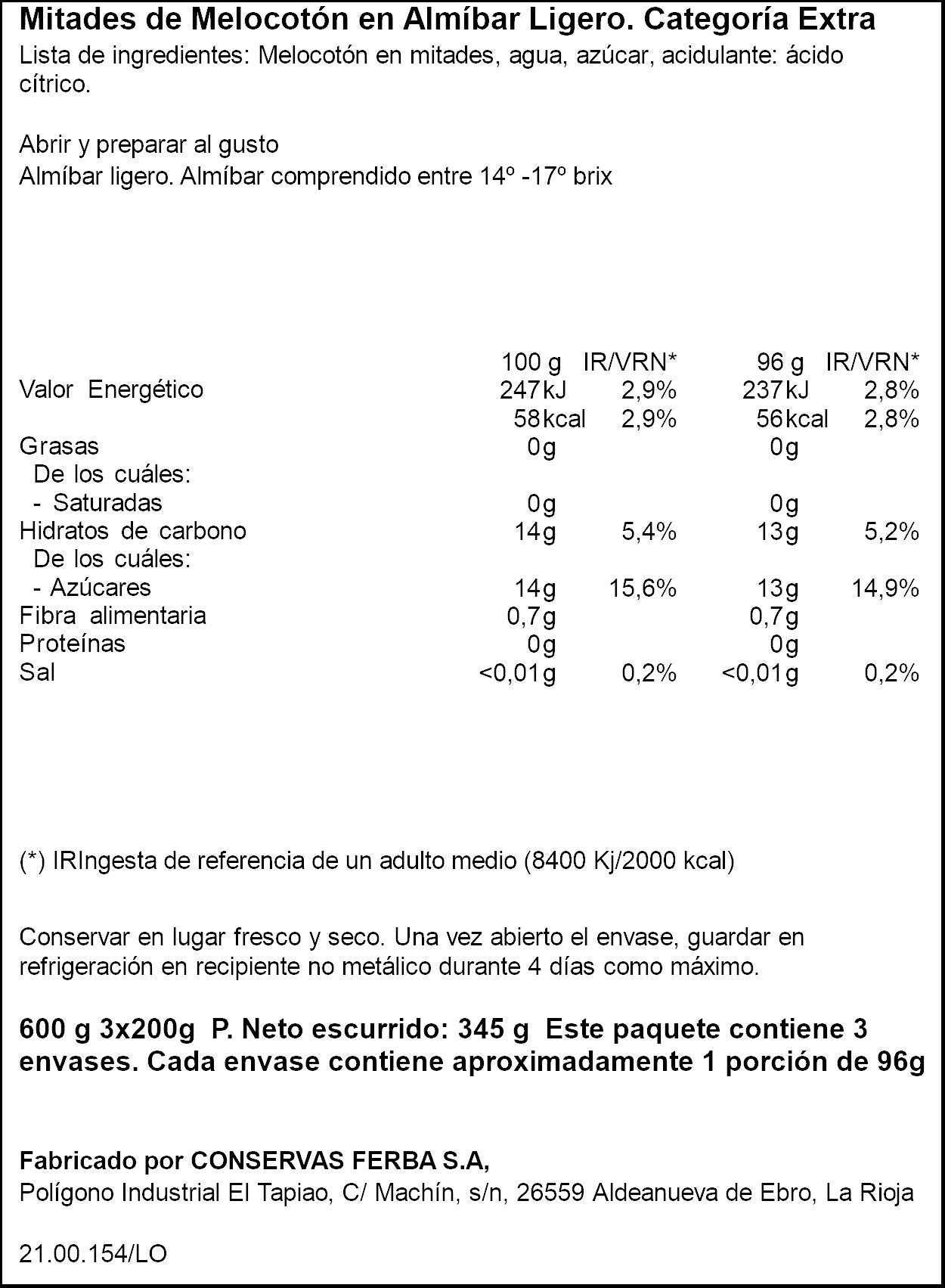 Melocotón almibar Ifa eliges p3 115g/u escurr