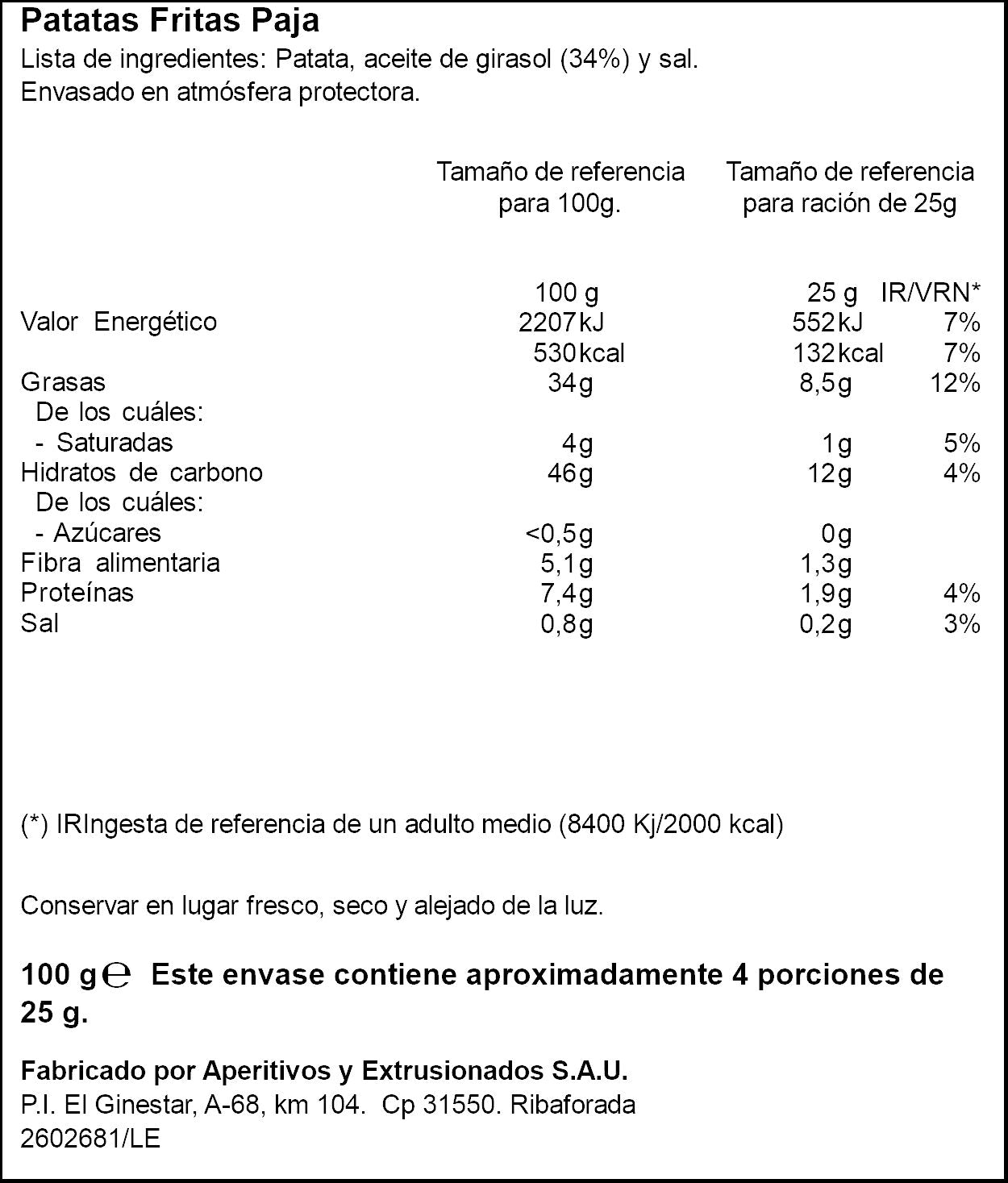 Patatas fritas paja Ifa eliges 100g