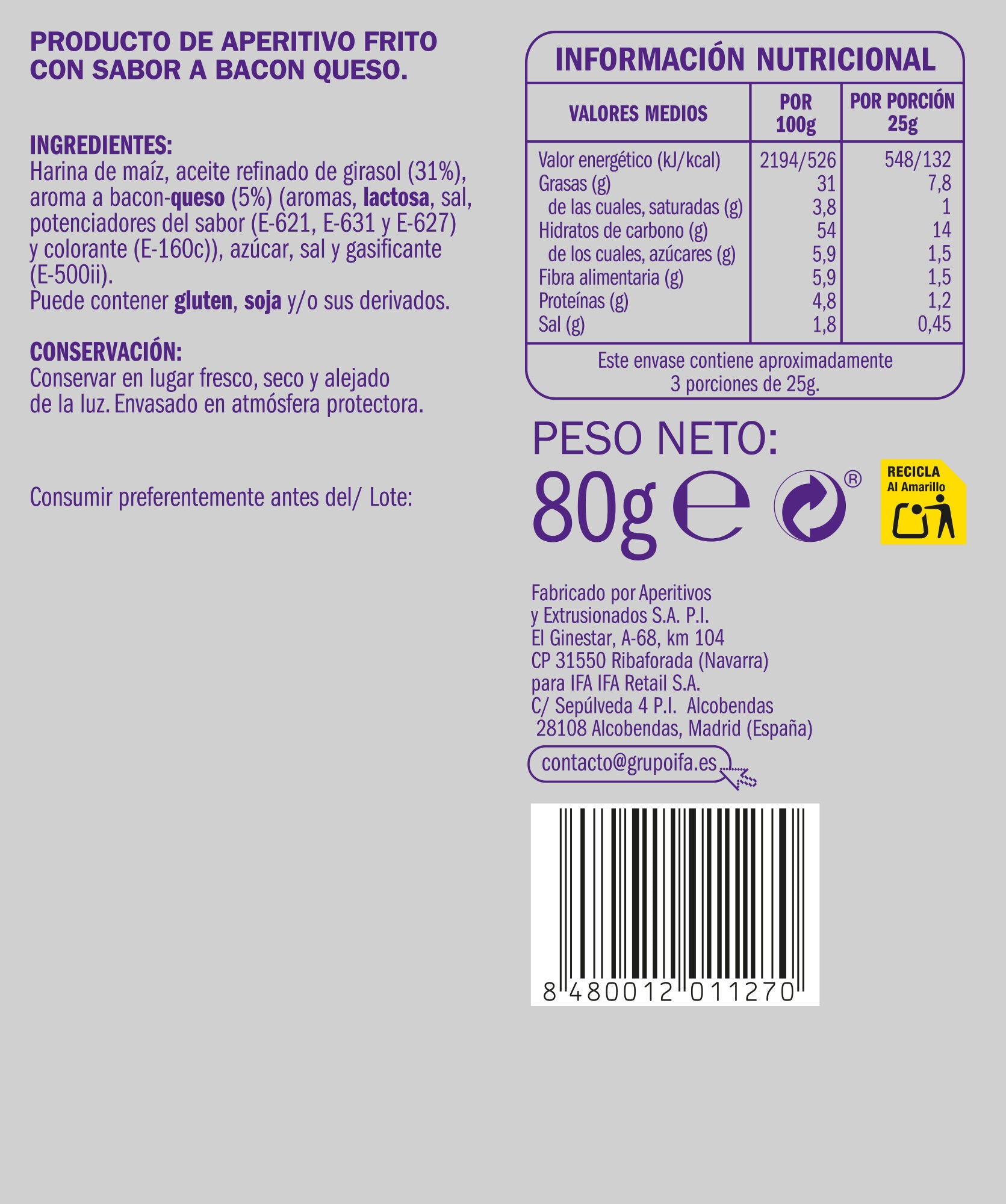 Snack conos maíz Ifa eliges 80g