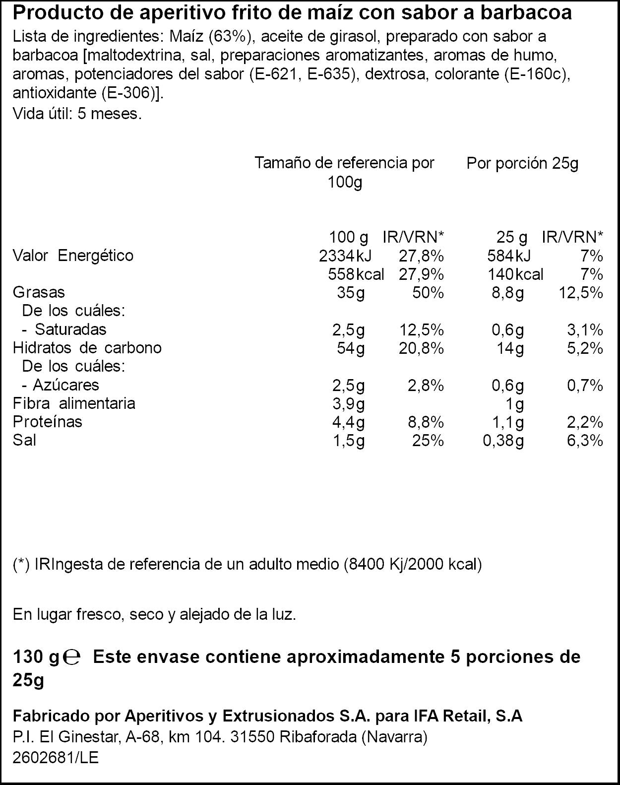 Snack fritos Ifa eliges 130g