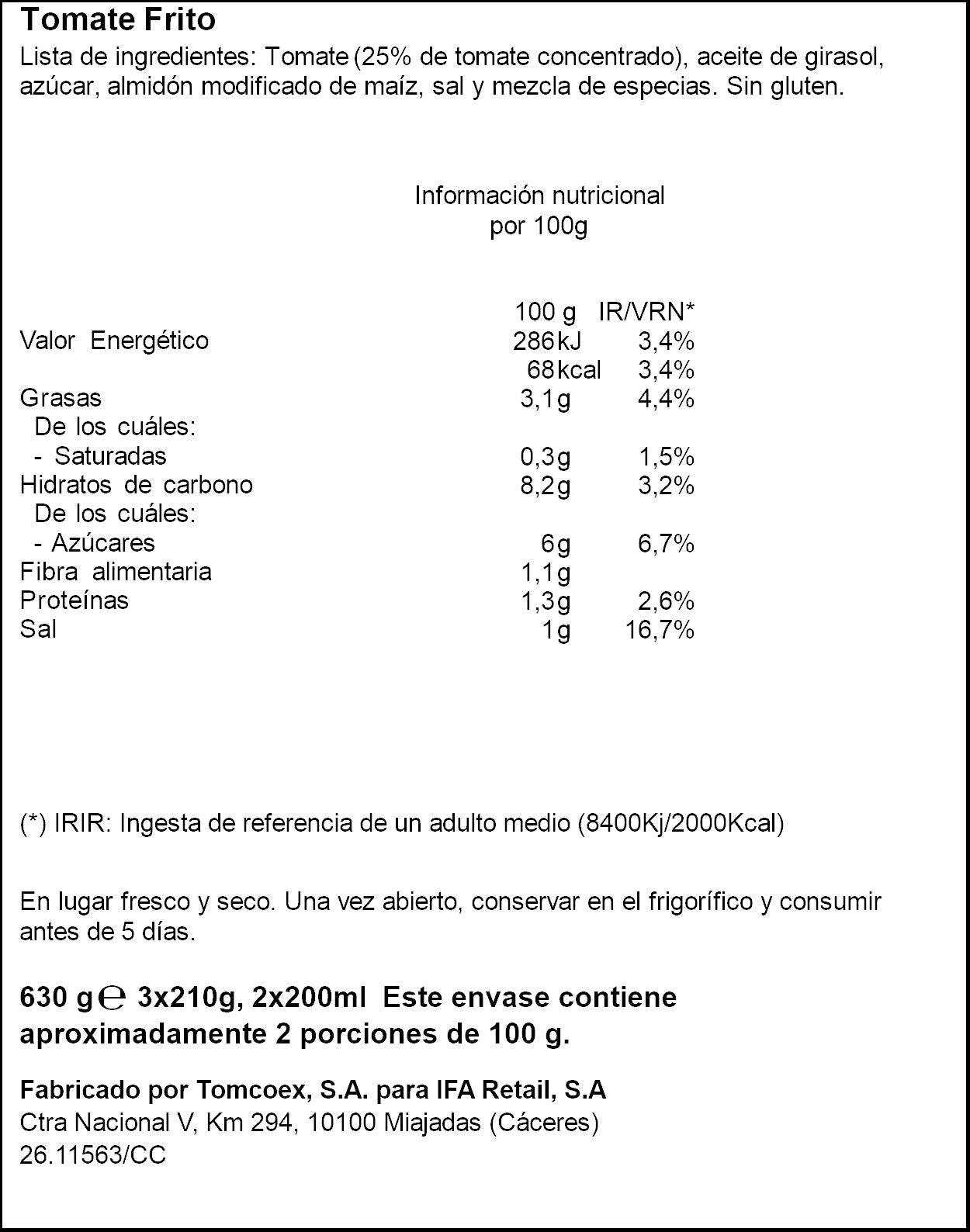 Tomate frito brick Ifa eliges 210g p3