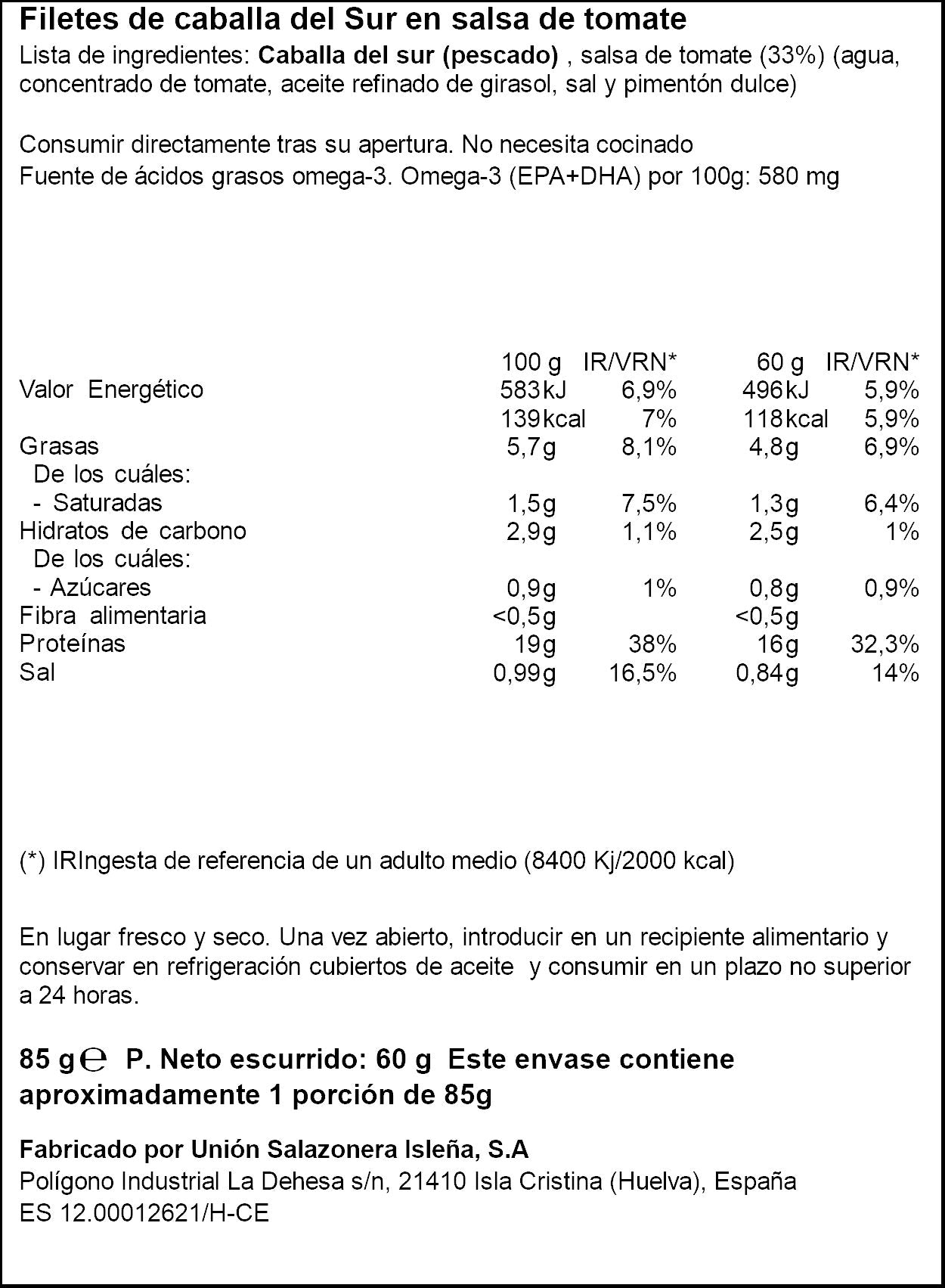 Caballa tomate Ifa rr90 60g escurr