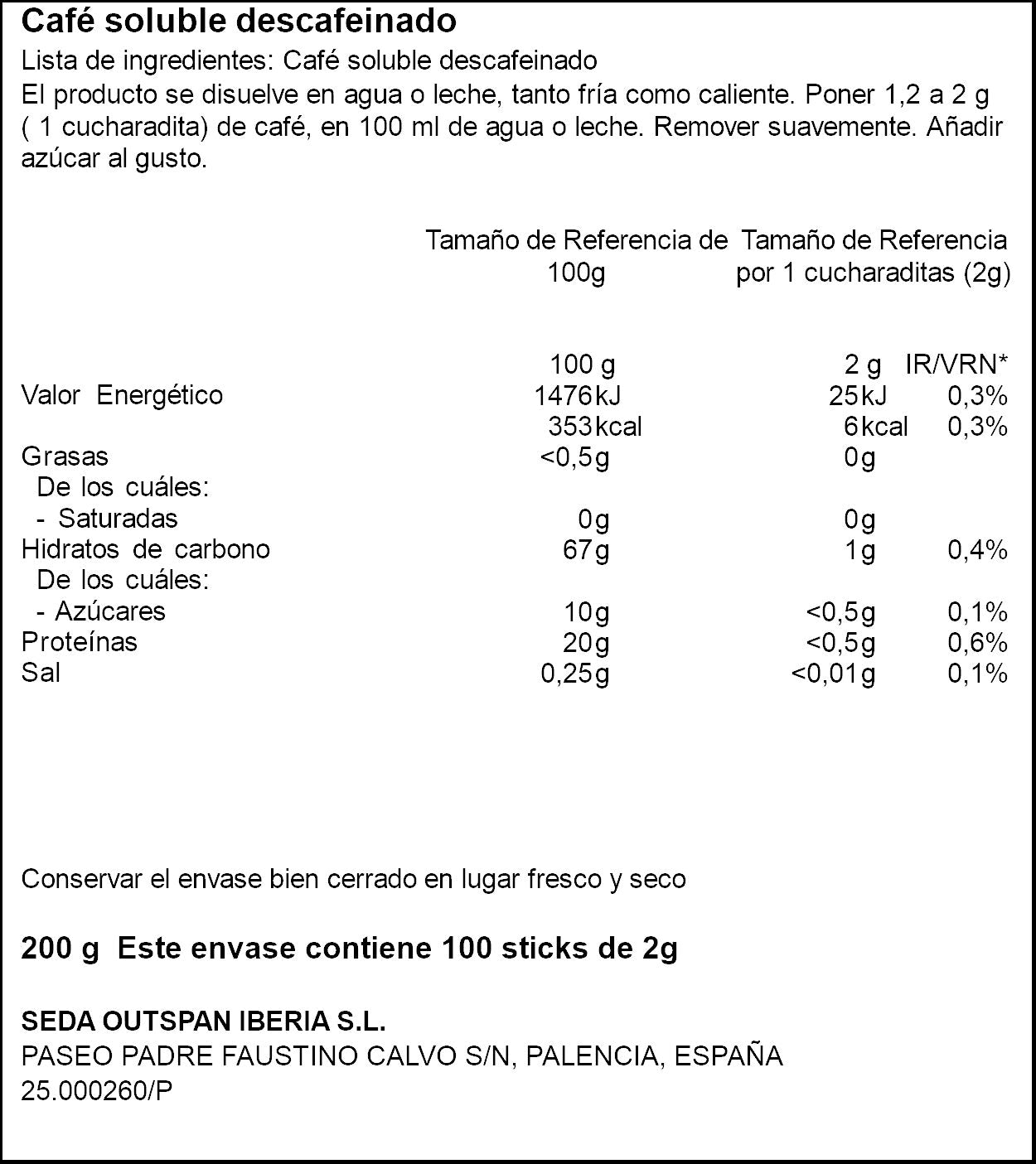 Café soluble descafeinado Ifa eliges 200g