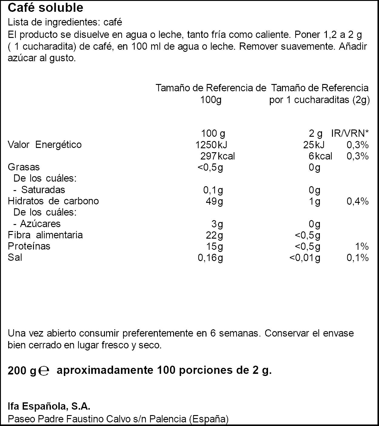 Café soluble natural Ifa eliges 200g