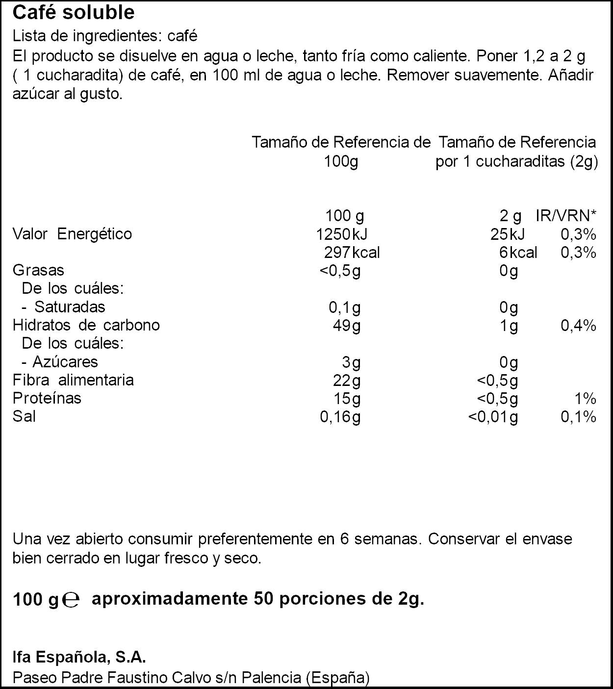 Café soluble natural Ifa eliges 100g