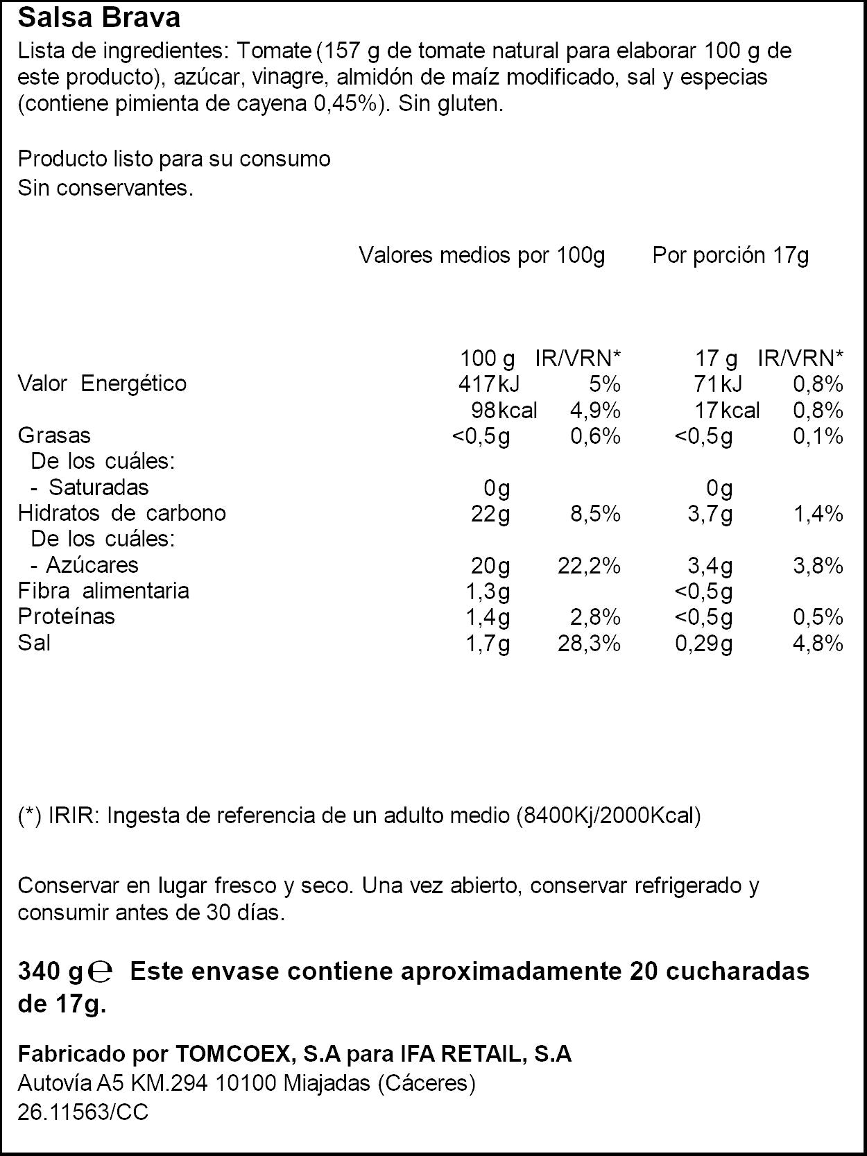 Salsa brava  Ifa eliges 340g