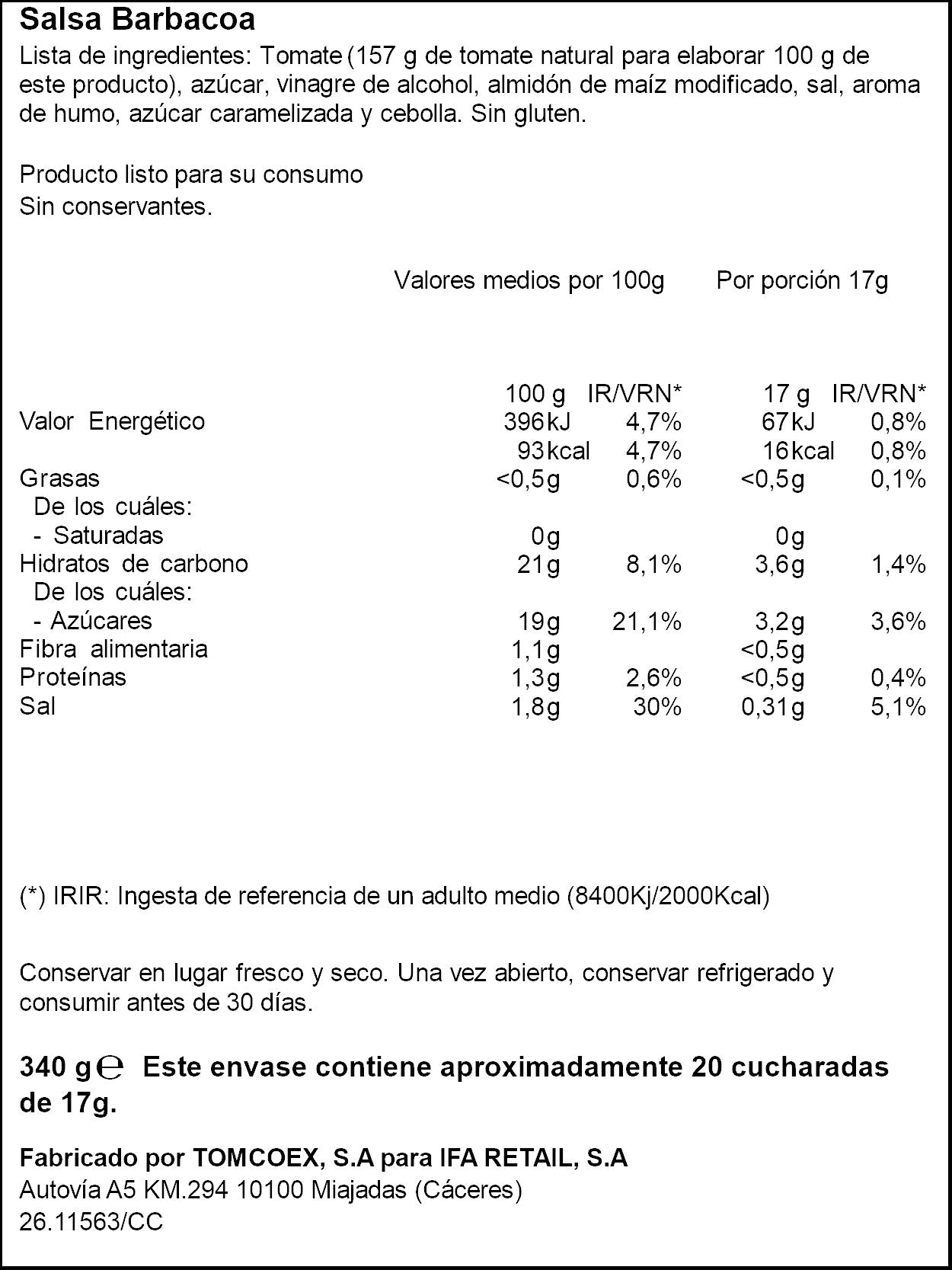Salsa barbacoa  Ifa eliges 340g