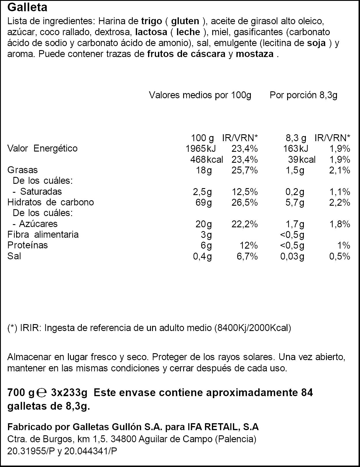 Galleta relieve  Ifa eliges 700g
