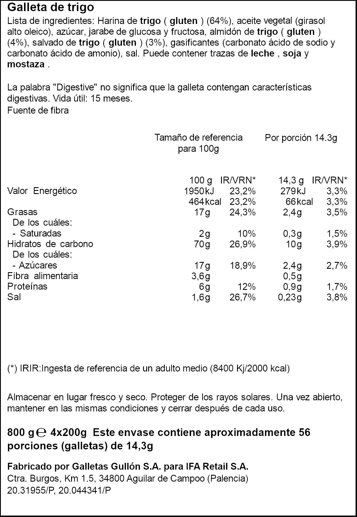 Galleta digestive  Ifa eliges p2 400g
