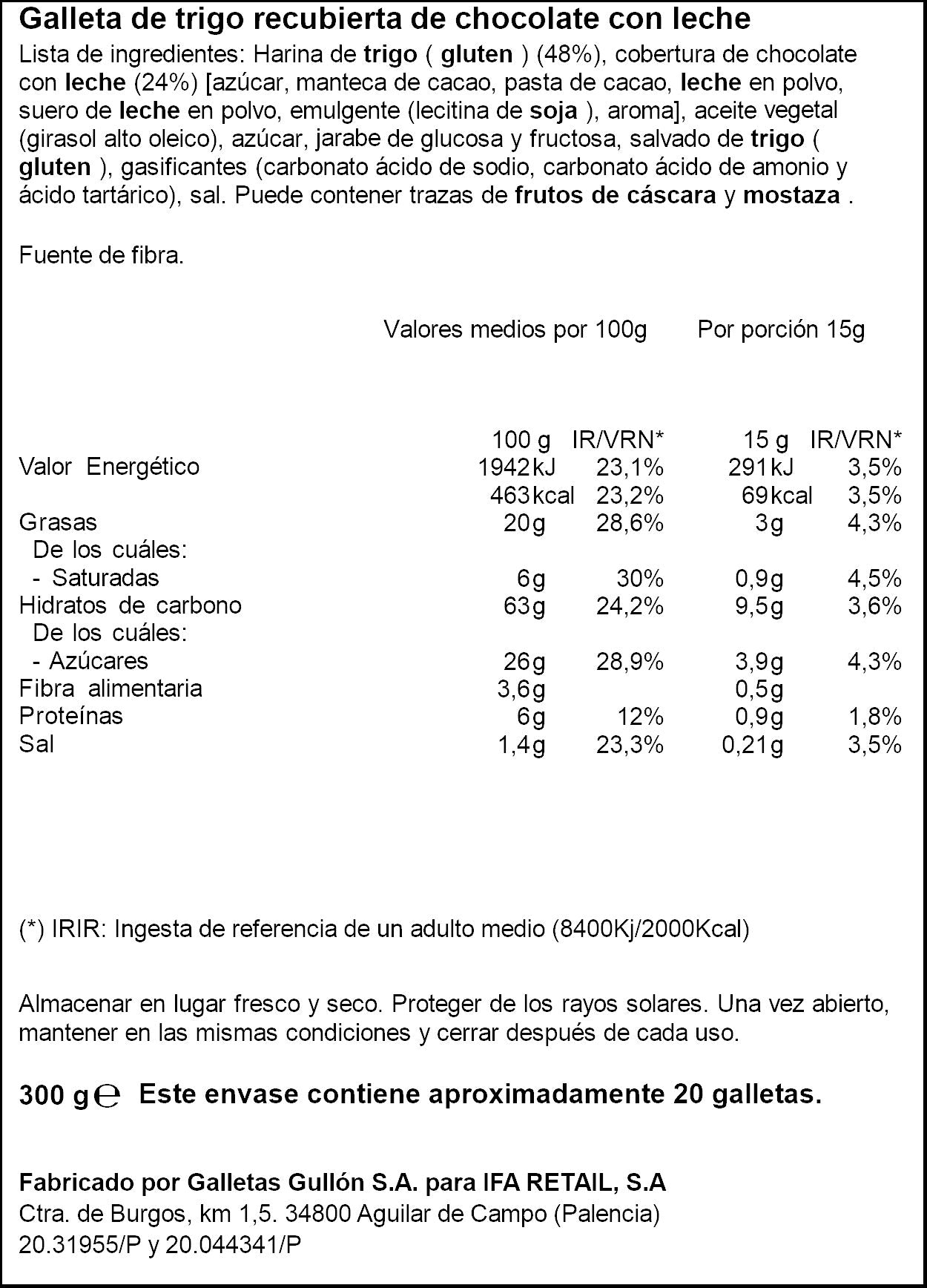 Galleta digestive chocolate Ifa eliges 300g
