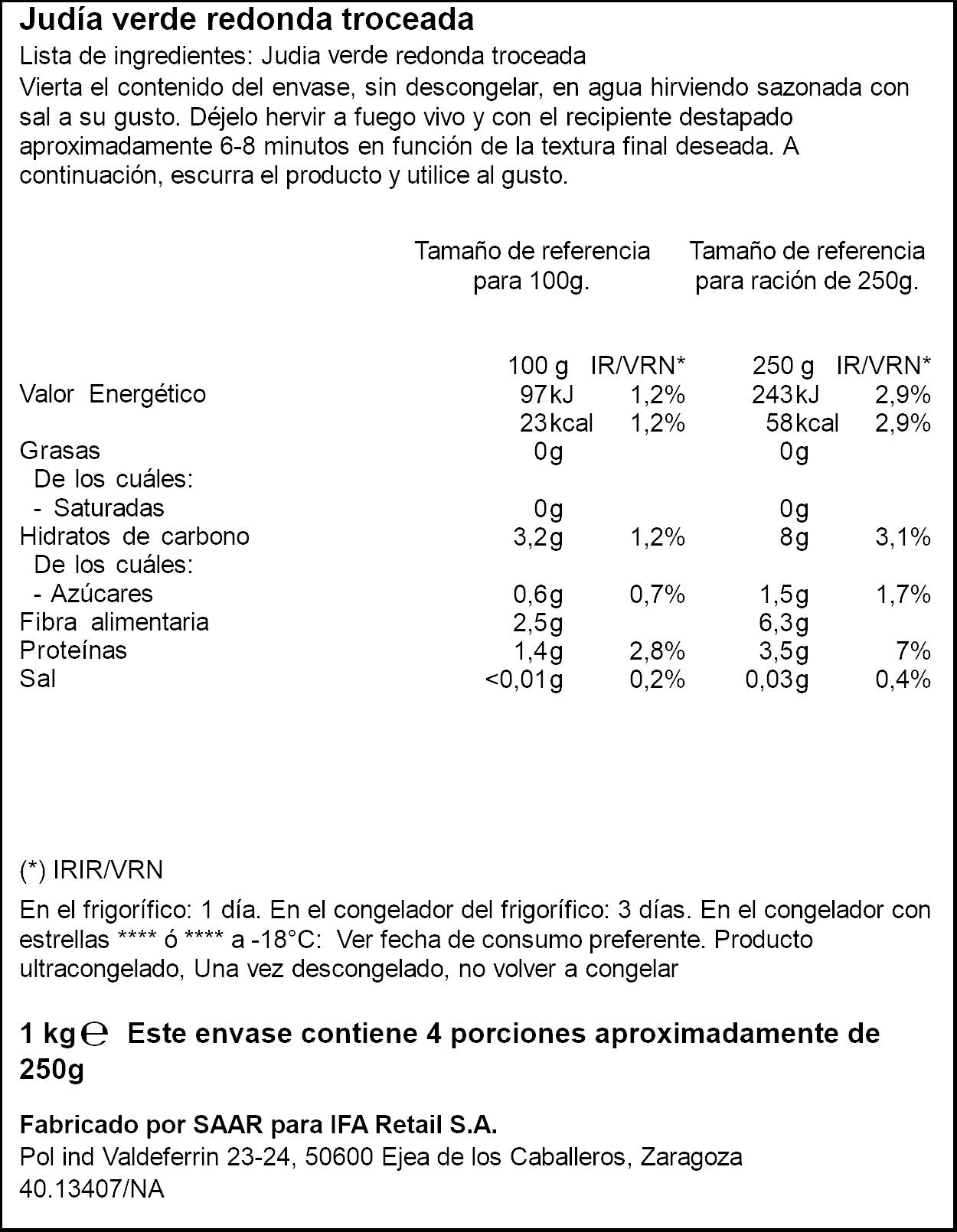 Judia verde redonda Ifa eliges 1k