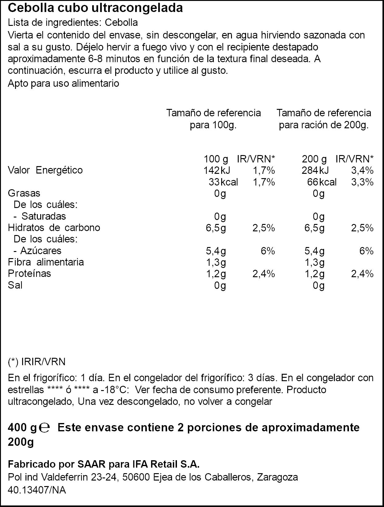 Cebolla troceada Ifa eliges 400g