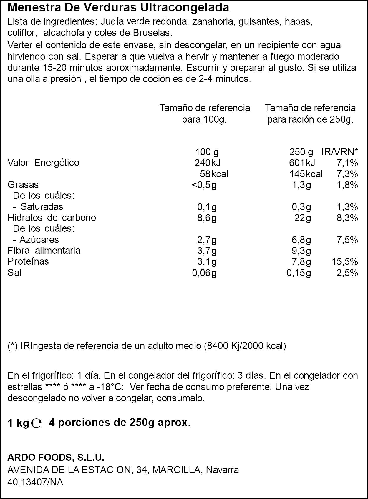 Menestra verdura  Ifa eliges 1k