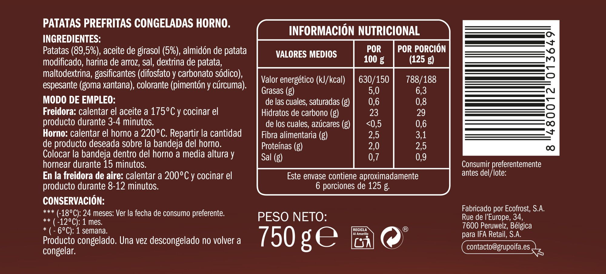 Patatas horno Ifa eliges 750g