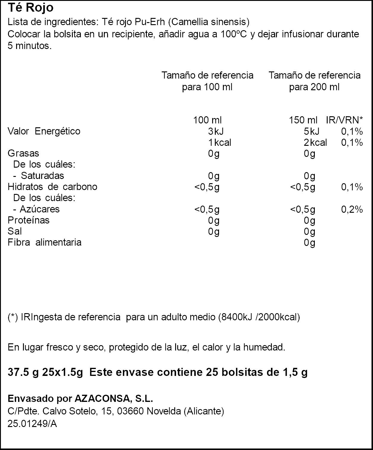 Té rojo  Ifa eliges p25