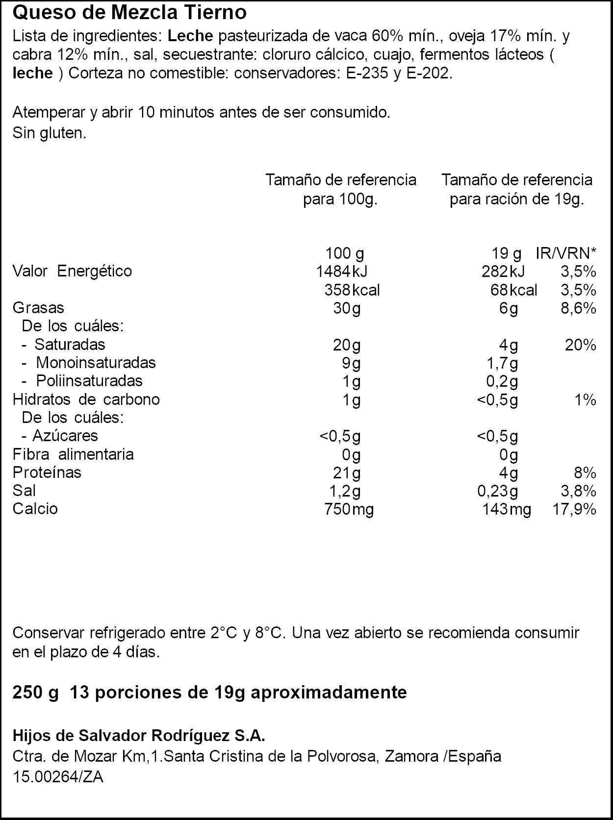 Queso tierno mezcla cuña Ifa eliges 250g