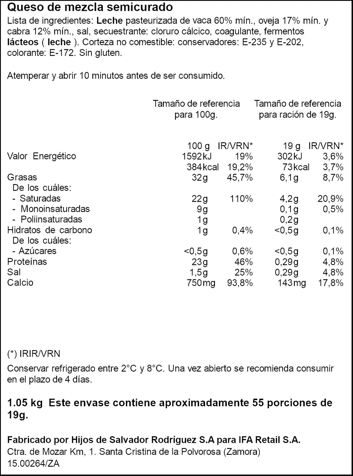 Queso semicurado pieza Ifa eliges 1.05k