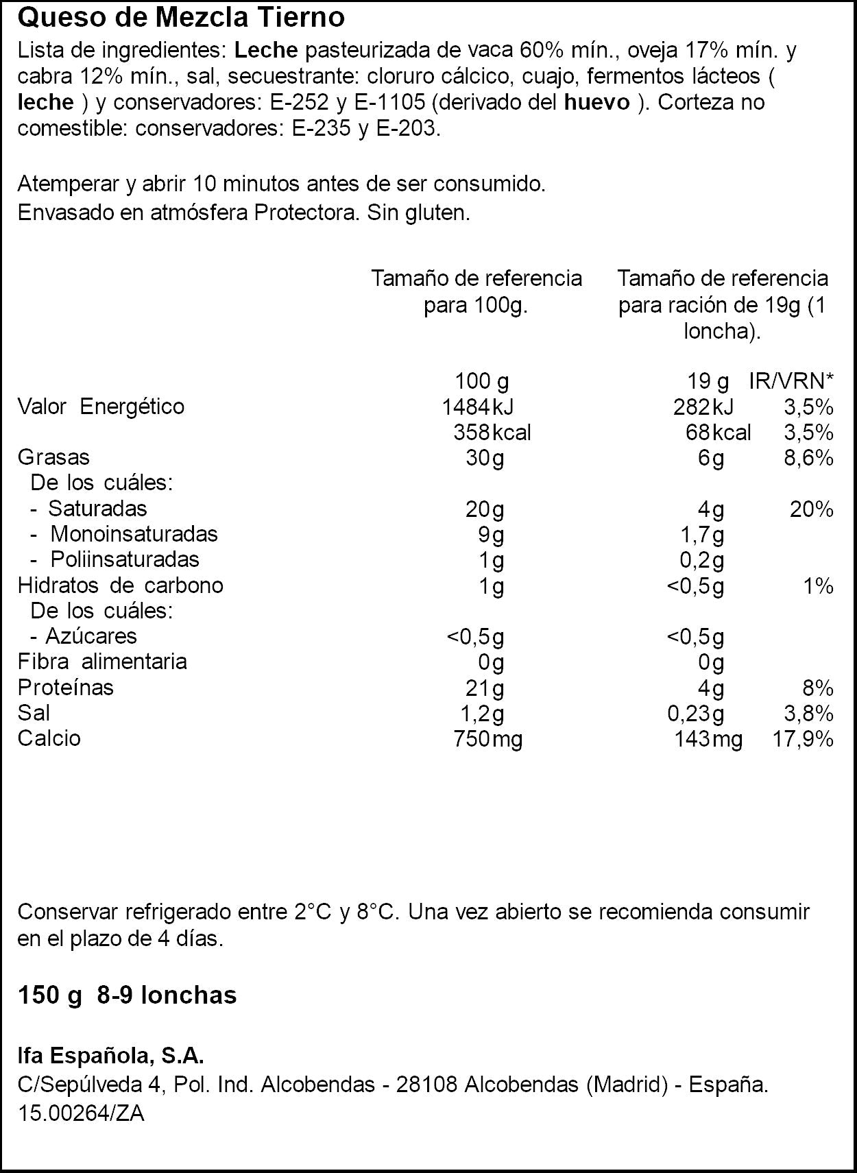 Queso tierno loncha Ifa eliges 150g