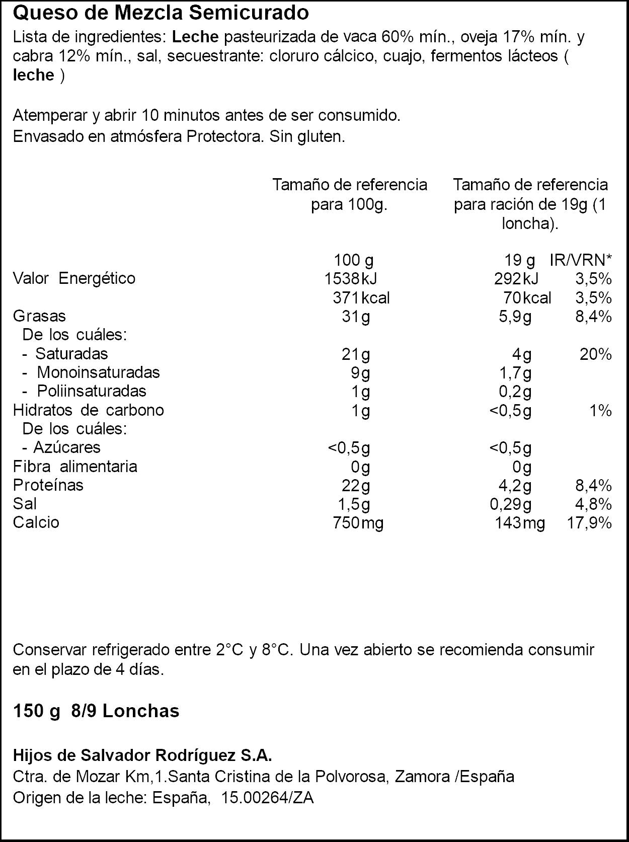 Queso semicurado loncha Ifa eliges 150g