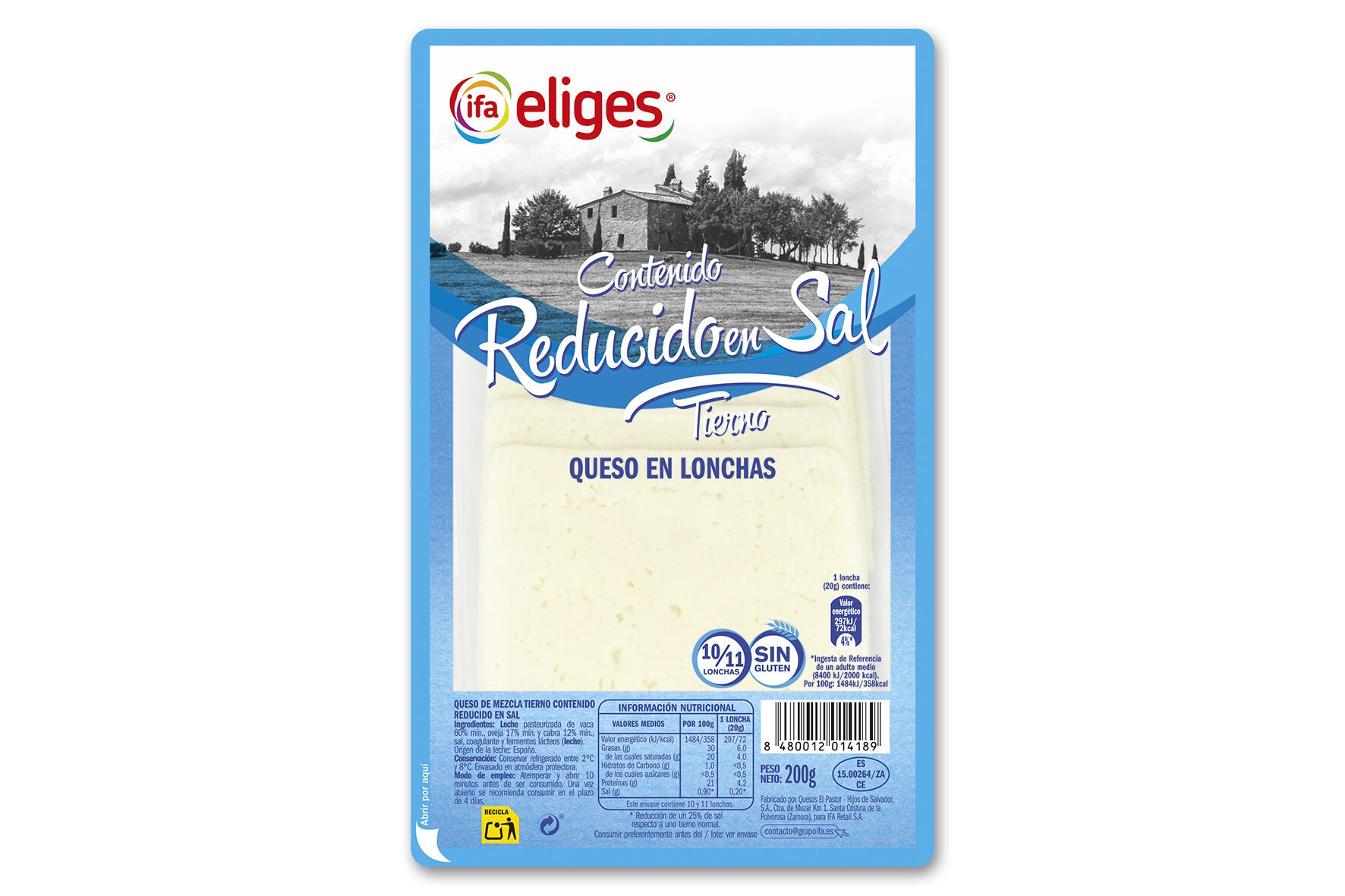 Queso tierno b/sal loncha Ifa eliges 200g