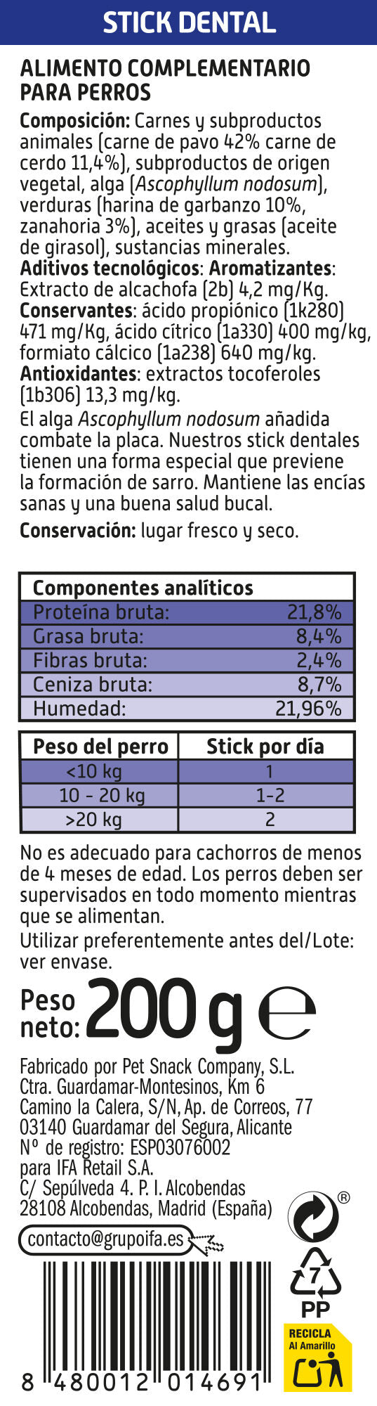 Salud perro dental stick Ifa amigo 200g