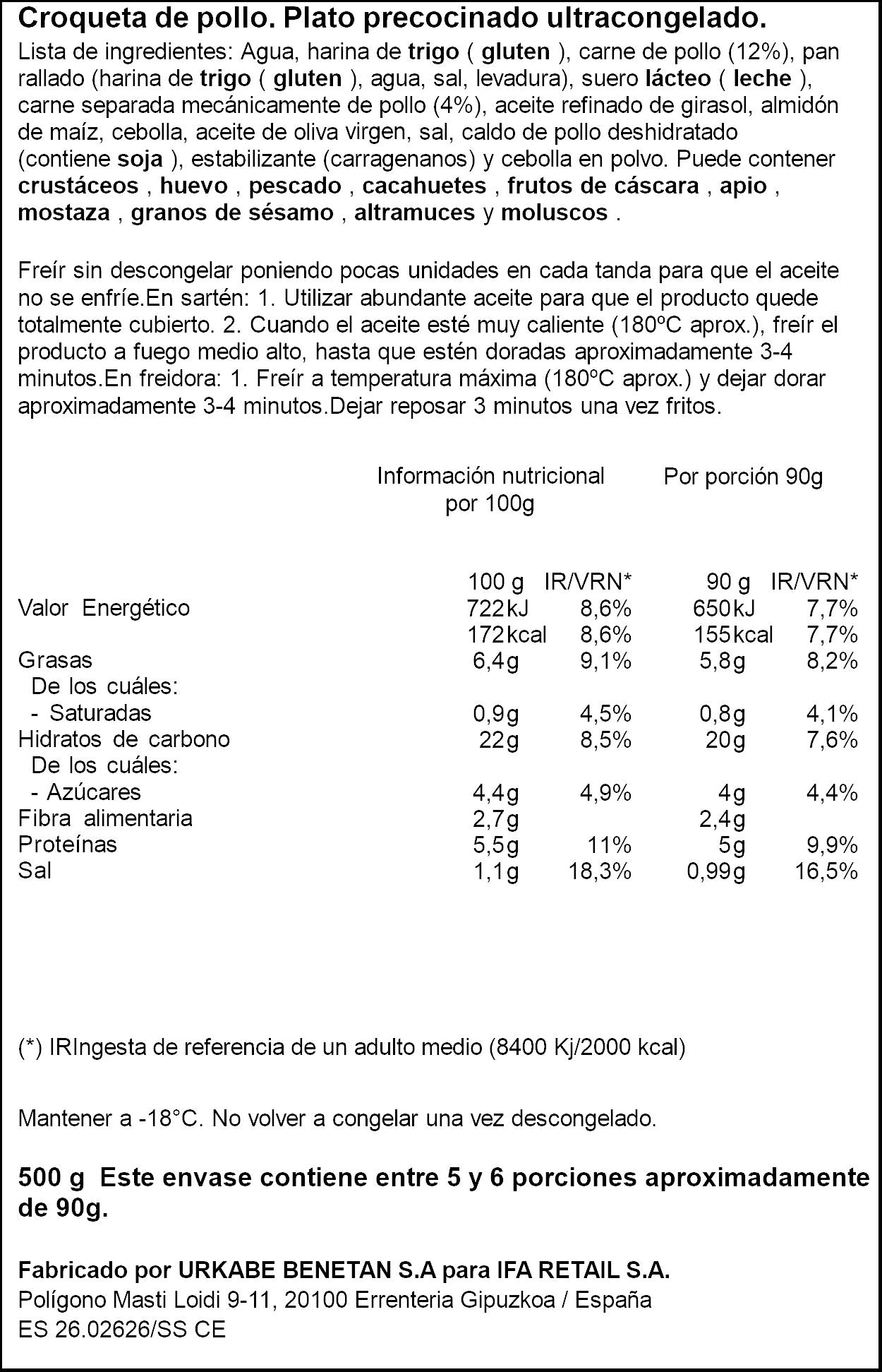Croqueta pollo Ifa eliges 500g