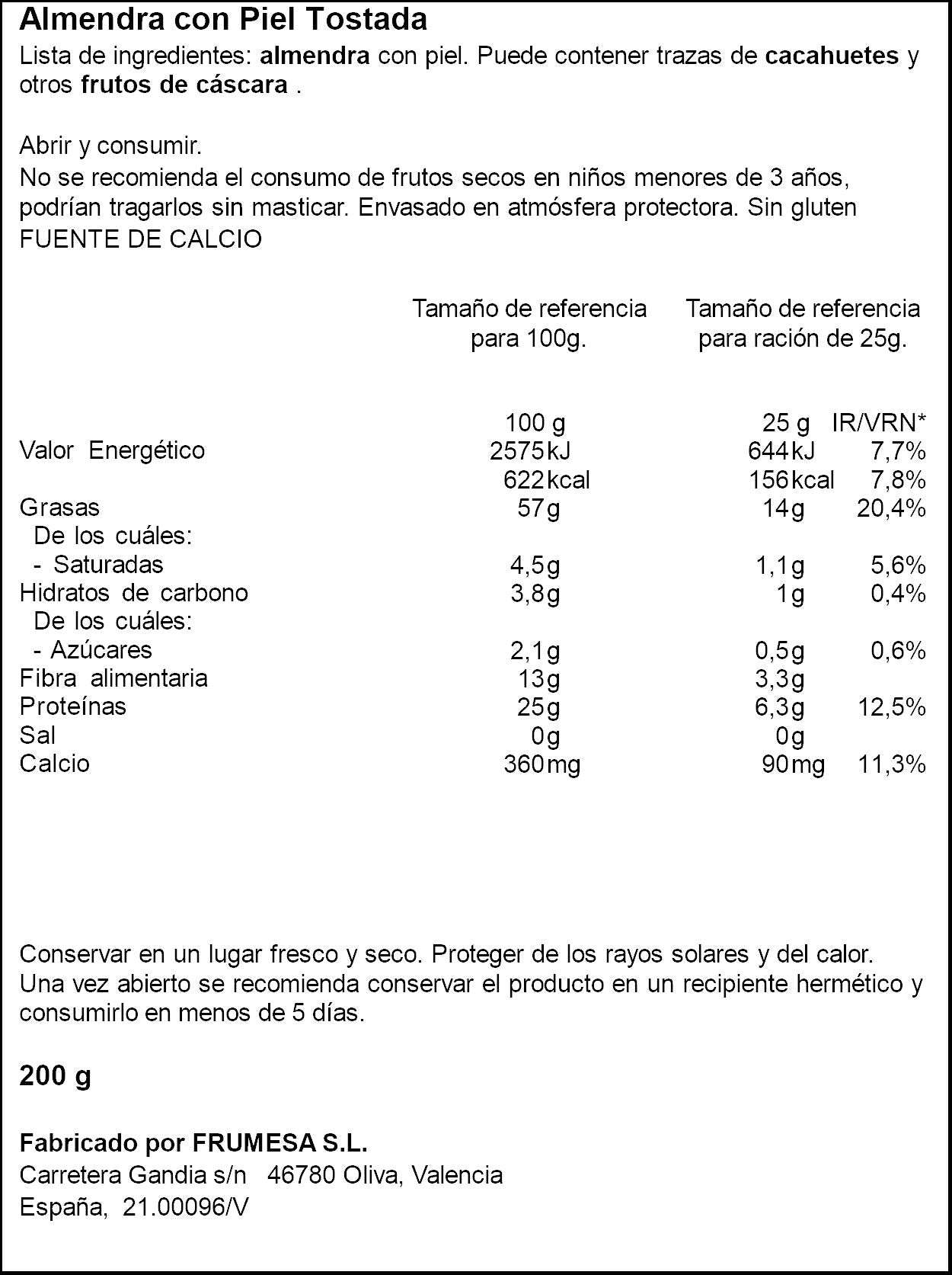 Almendra larga tostada s/sal Ifa eliges 200g