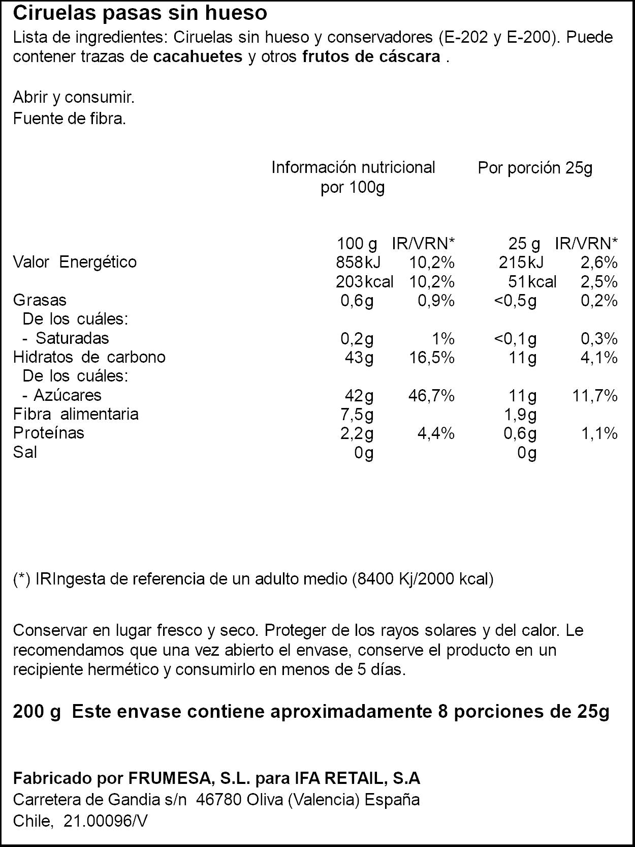 Ciruela s/hueso Ifa eliges 200g
