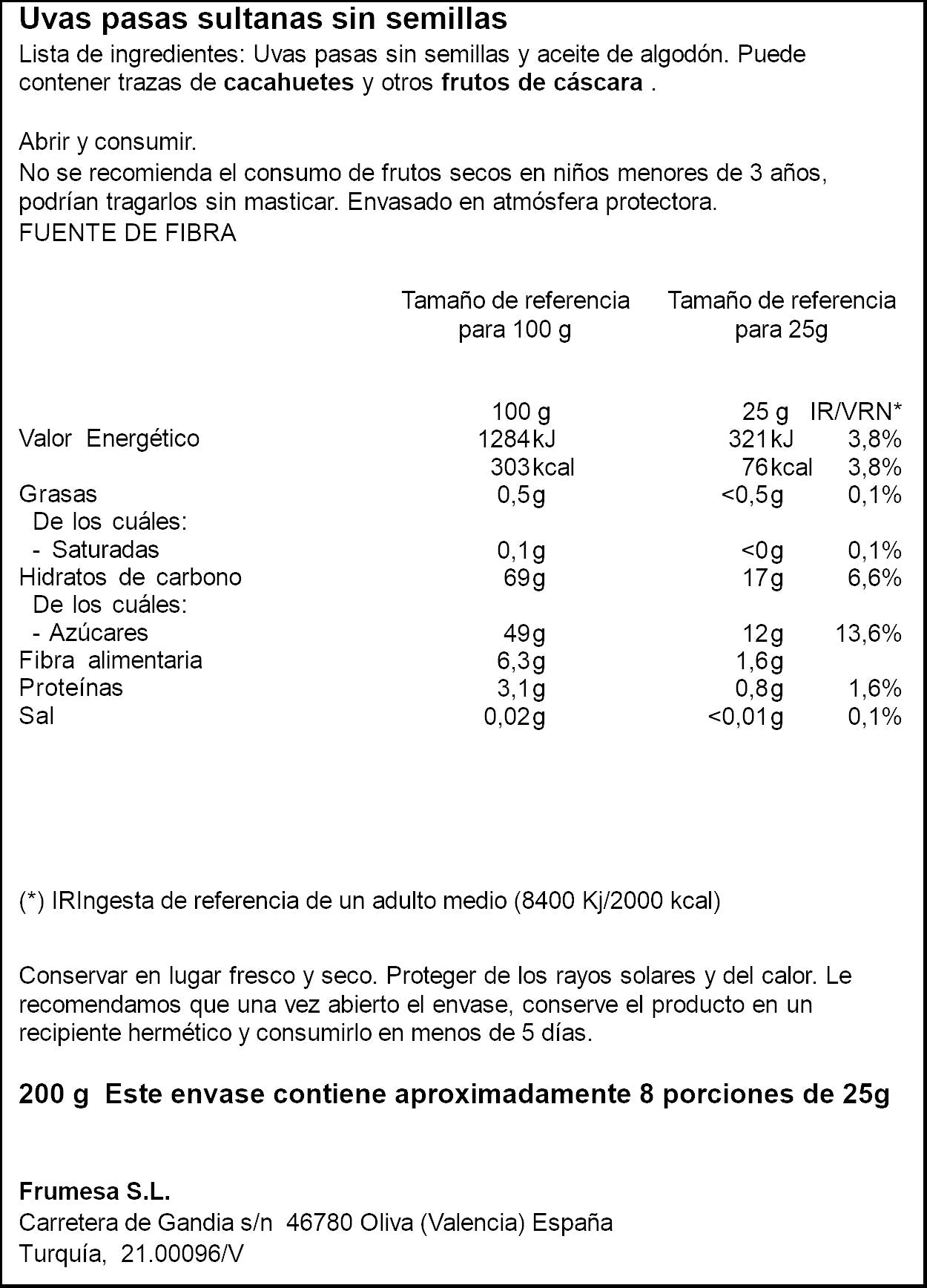 Uva pasa sultana Ifa eliges 200g