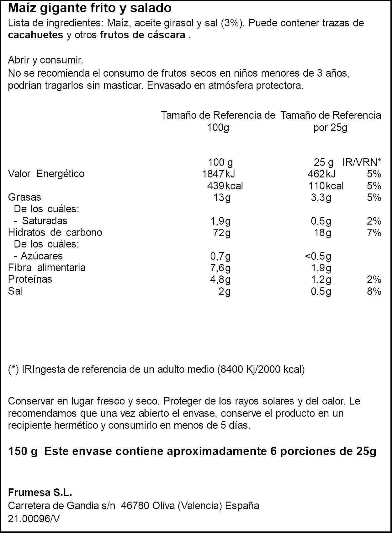 Maiz frito gigante Ifa eliges 150g