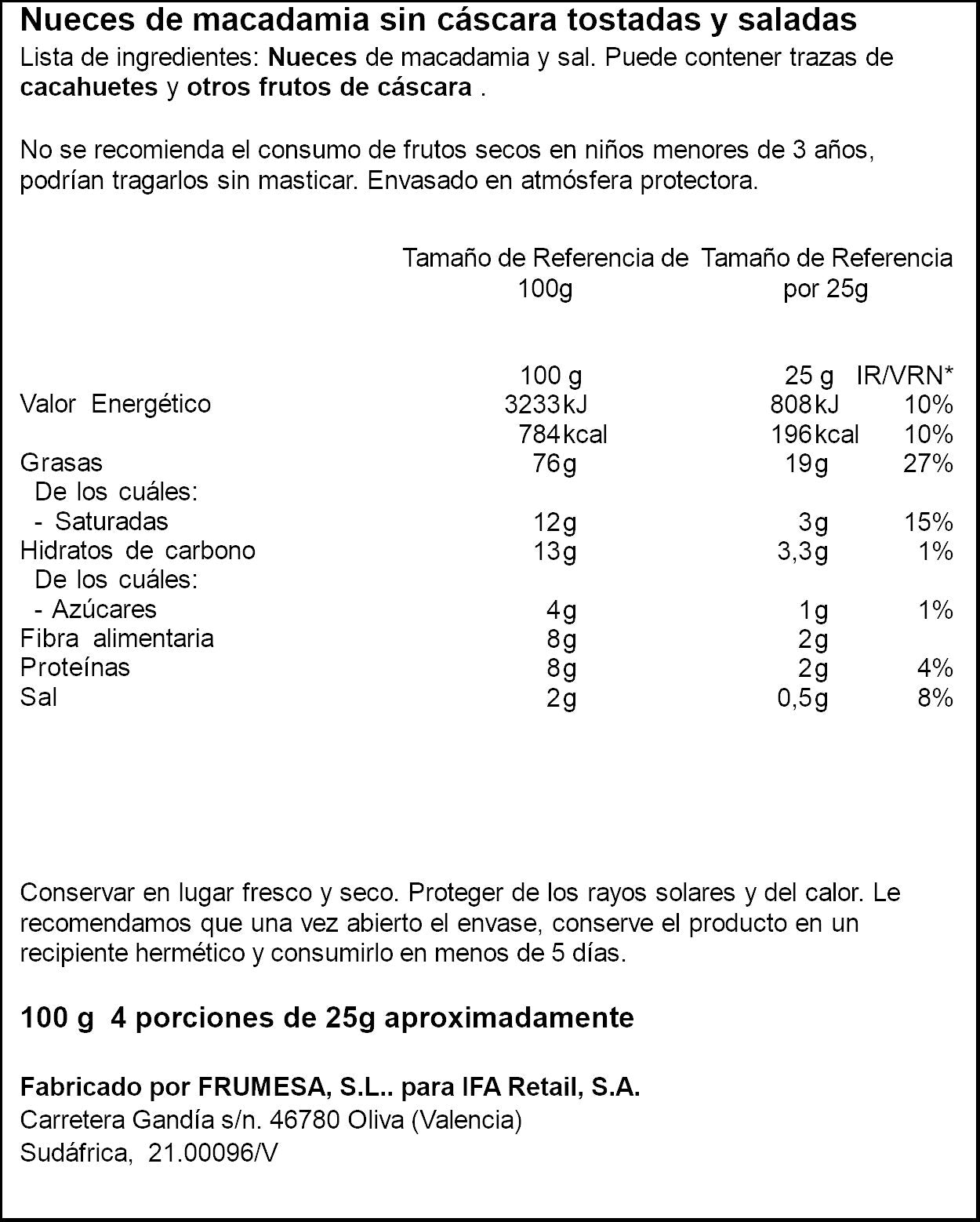 Nuez macadamia Ifa eliges 100g