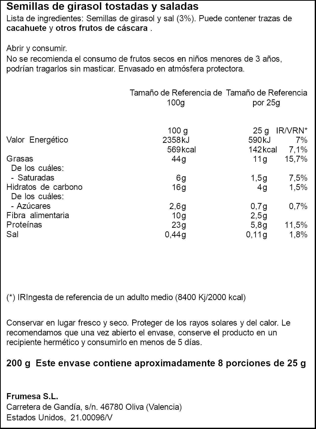 Pipa aguasal girasol Ifa eliges 200g