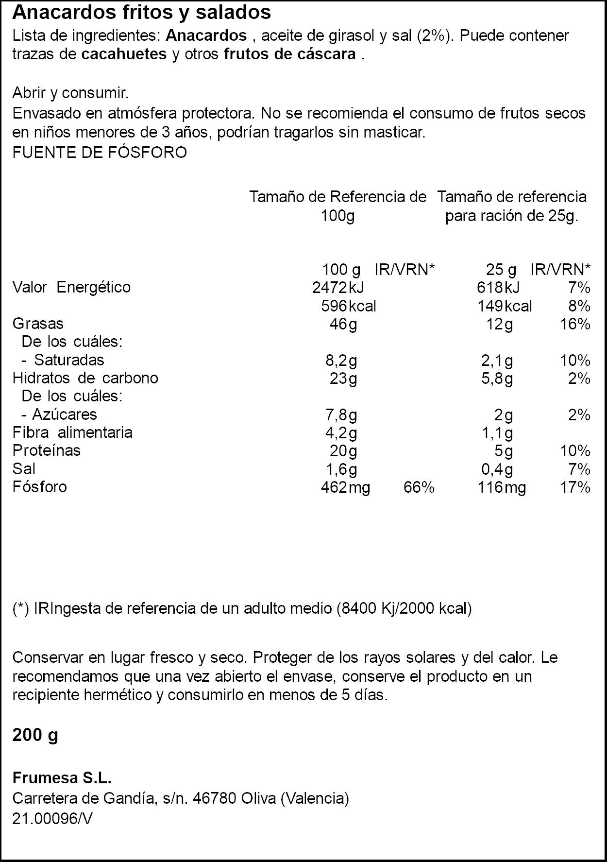 Anacardo frito Ifa eliges 200g