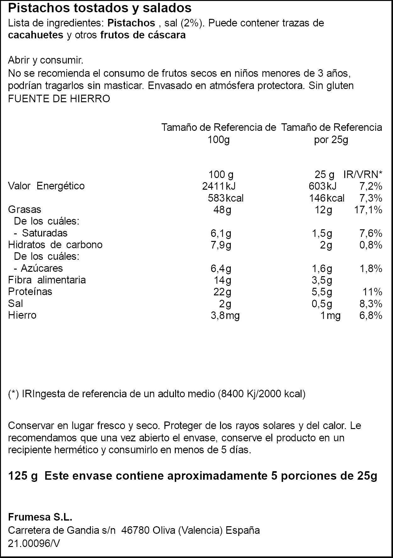 Pistacho tostado usa Ifa eliges 125g