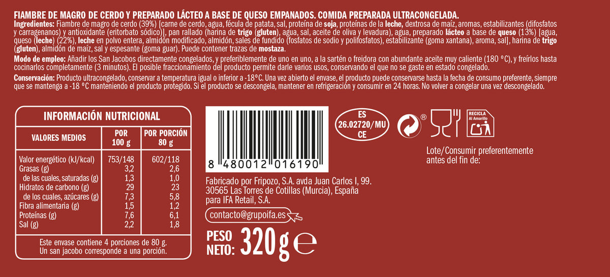 San jacobo jamón y queso Ifa eliges 320g