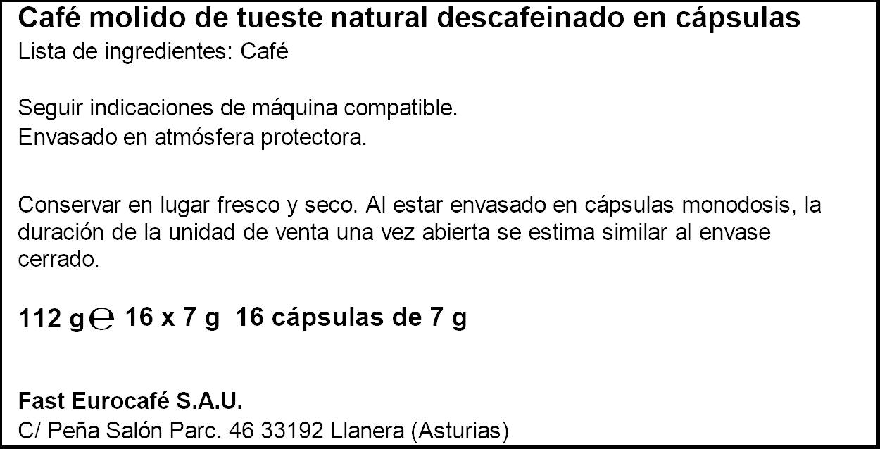 Café cápsula descafeinado Ifa eliges p16