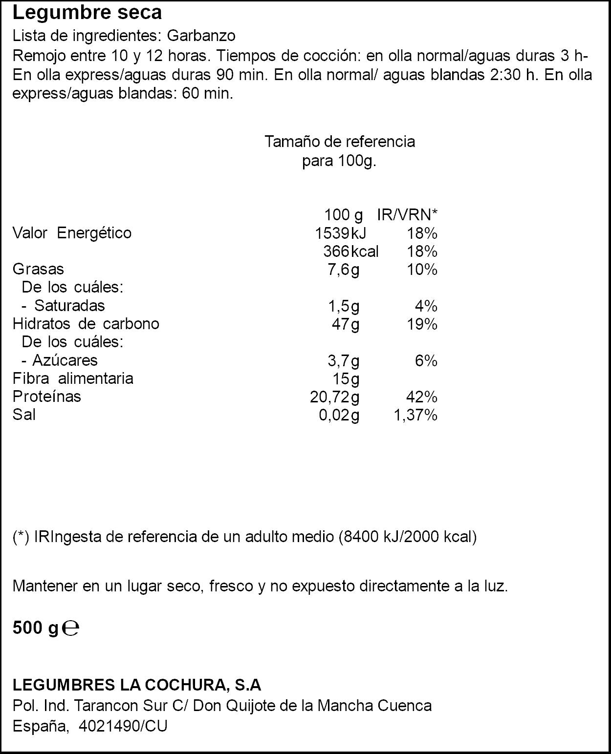 Garbanzo extra Ifa eliges 500g