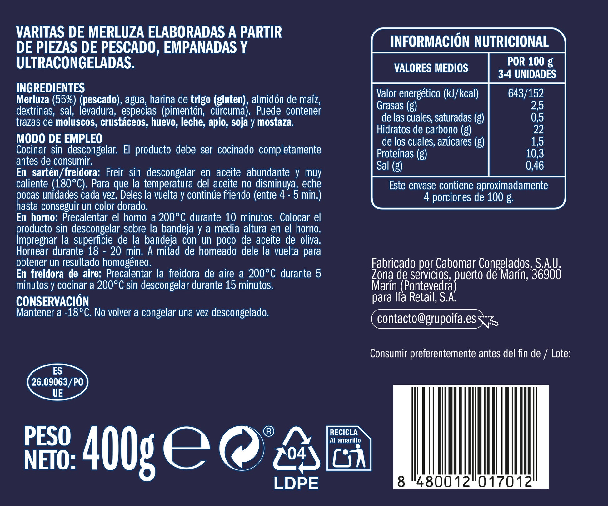 Varitas merluza  Ifa eliges 400g
