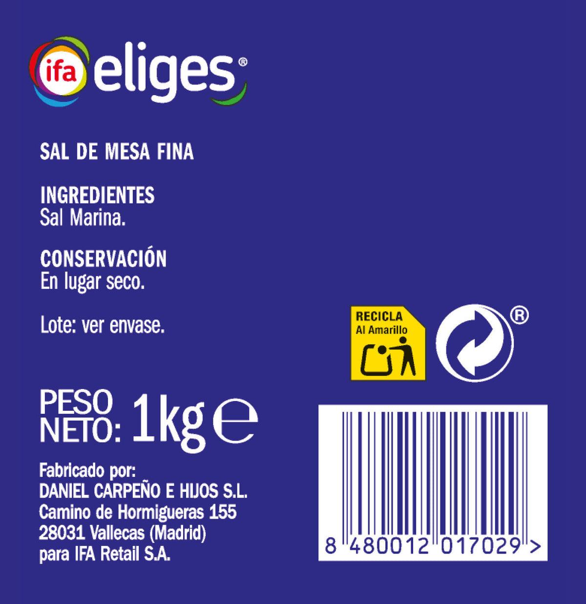 Sal fina de mesa Ifa eliges 1kg