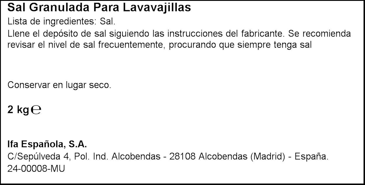 Sal lavavajillas bolsa Ifa sabe 2kg