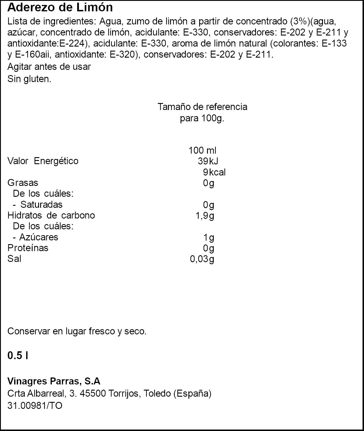 Aderezo limón Ifa eliges 500ml
